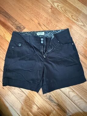 Dakota Women's Black Bermuda Shorts with Button Detail